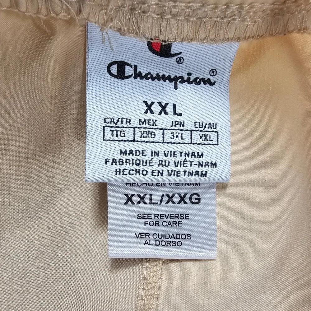 Champion Cargo Shorts Men XXL Tan Elastic Drawstring Athletic Utility Pockets